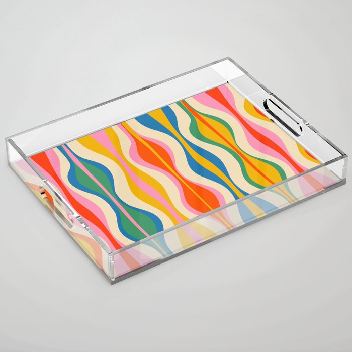Mid Century Modern Colorful Hourglass Abstract Pattern Acrylic Tray Gallery Image 1