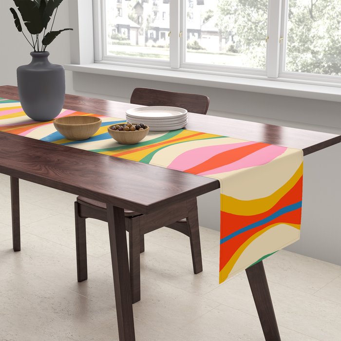 Mid Century Modern Colorful Hourglass Abstract Pattern Table Runner Gallery Image 2