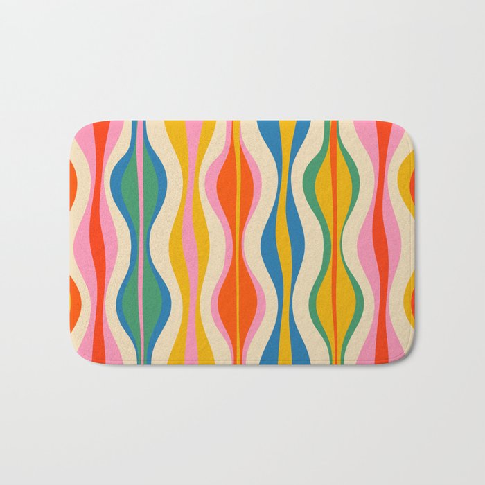 Mid Century Modern Colorful Hourglass Abstract Pattern Bath Mat Gallery Image 1