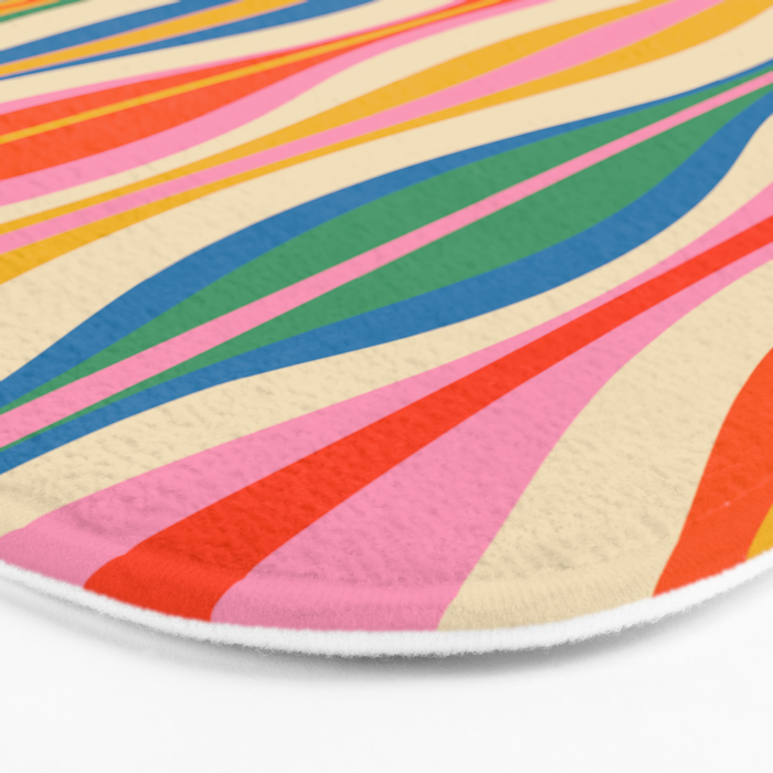 Mid Century Modern Colorful Hourglass Abstract Pattern Bath Mat Gallery Image 3