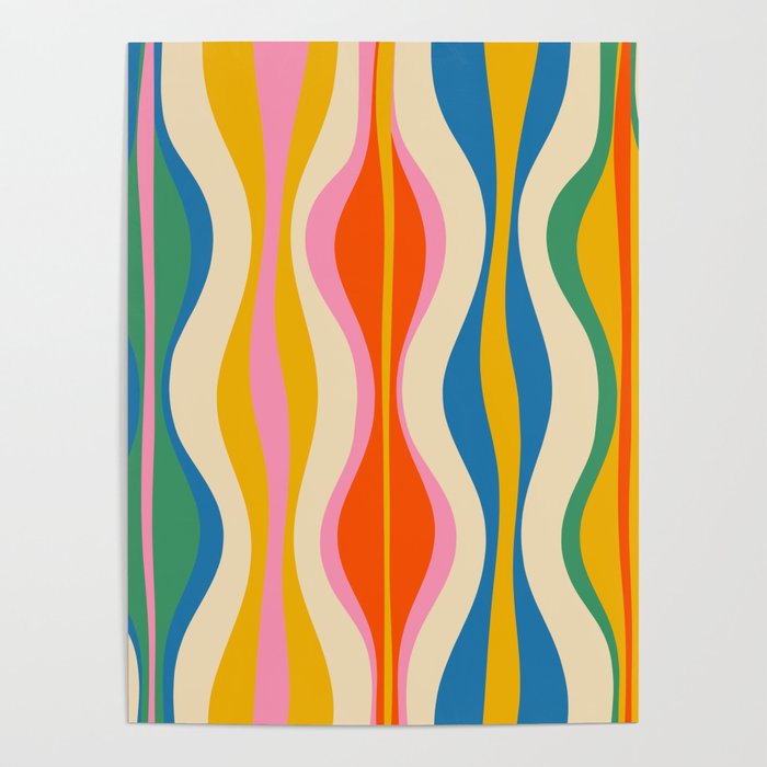 Mid Century Modern Colorful Hourglass Abstract Pattern Poster Gallery Image 4