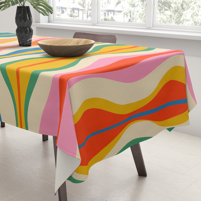 Mid Century Modern Colorful Hourglass Abstract Pattern Tablecloth Gallery Image 3