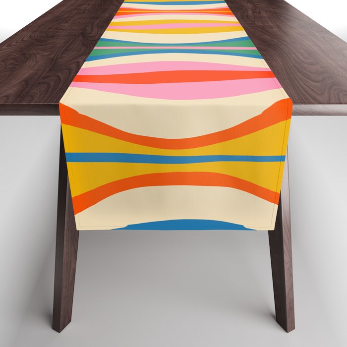 Mid Century Modern Colorful Hourglass Abstract Pattern Table Runner Gallery Image 1