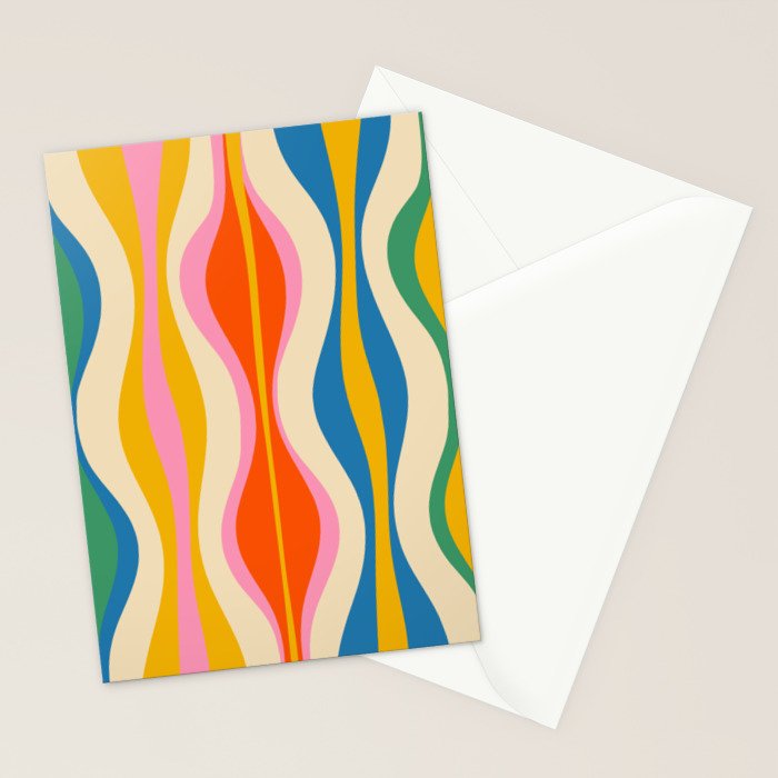 Mid Century Modern Colorful Hourglass Abstract Pattern Stationery Card Gallery Image 2