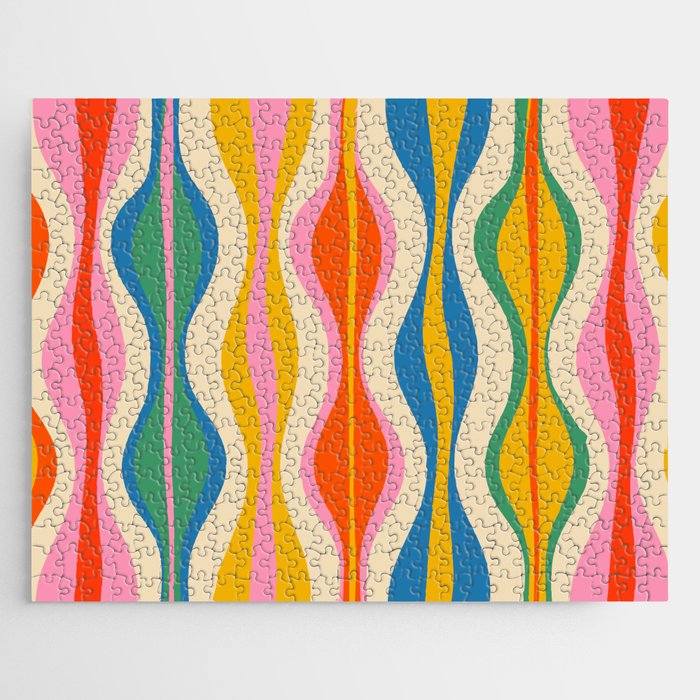 Mid Century Modern Colorful Hourglass Abstract Pattern Jigsaw Puzzle Gallery Image 1