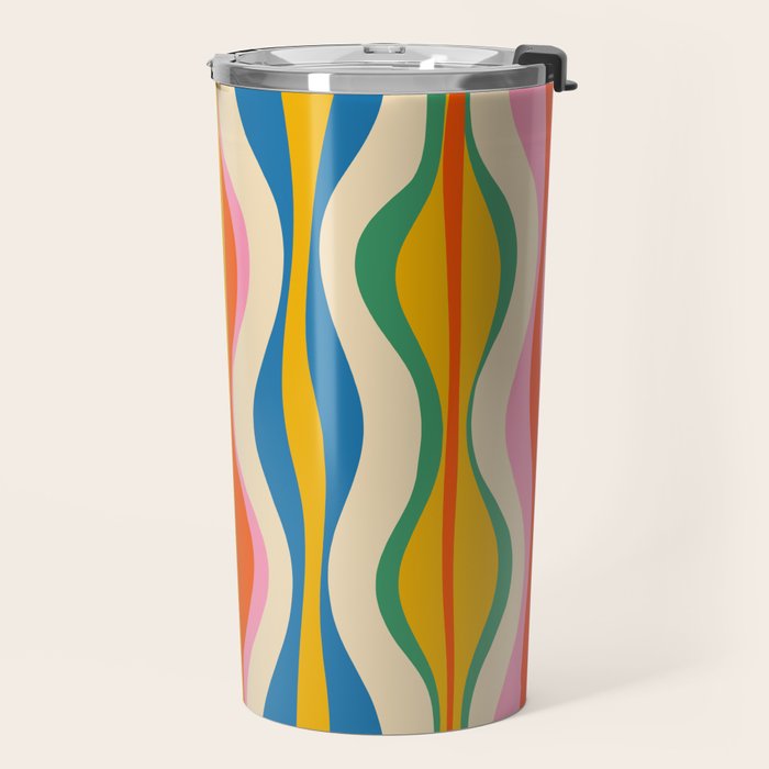 Mid Century Modern Colorful Hourglass Abstract Pattern Travel Mug Gallery Image 2