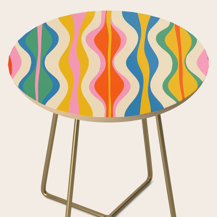 Mid Century Modern Colorful Hourglass Abstract Pattern Side Table Gallery Image 2