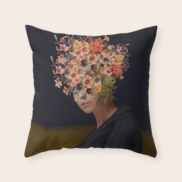 Floral Portrait 38 Throw Pillow Gallery Image 1