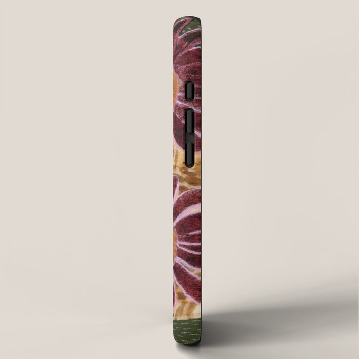 Daisies in Country Field Painting in Burgundy Red iPhone Case Gallery Image 2