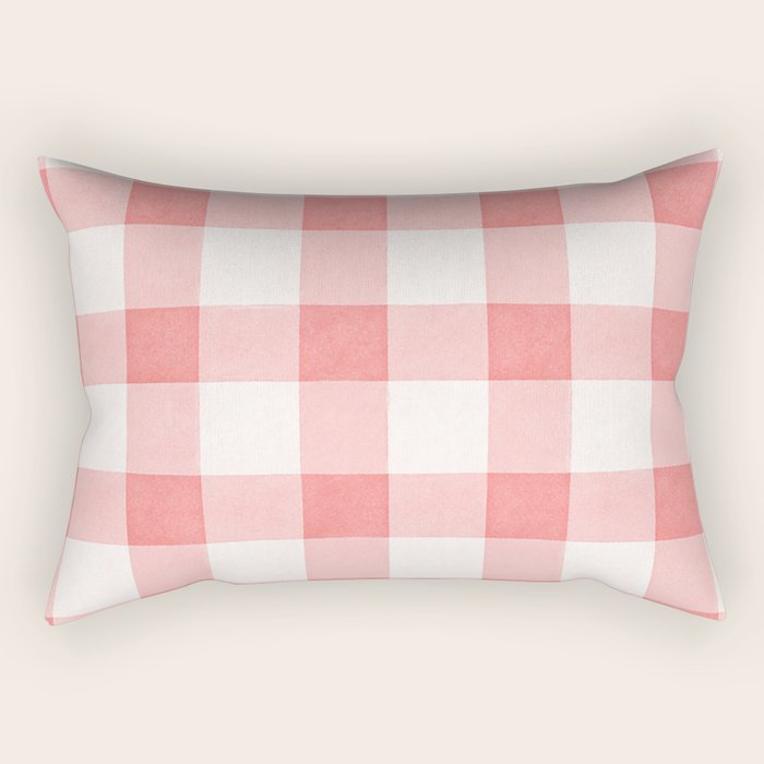 Pink Gingham Rectangular Pillow Gallery Image 1