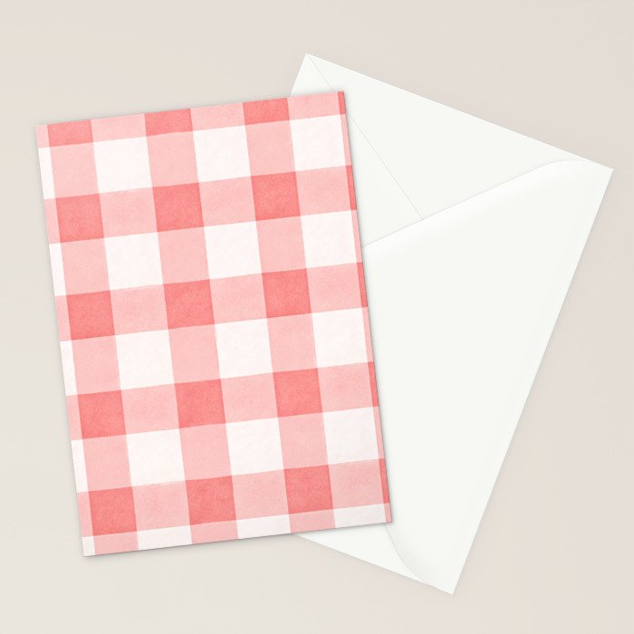 Pink Gingham Stationery Card Gallery Image 2