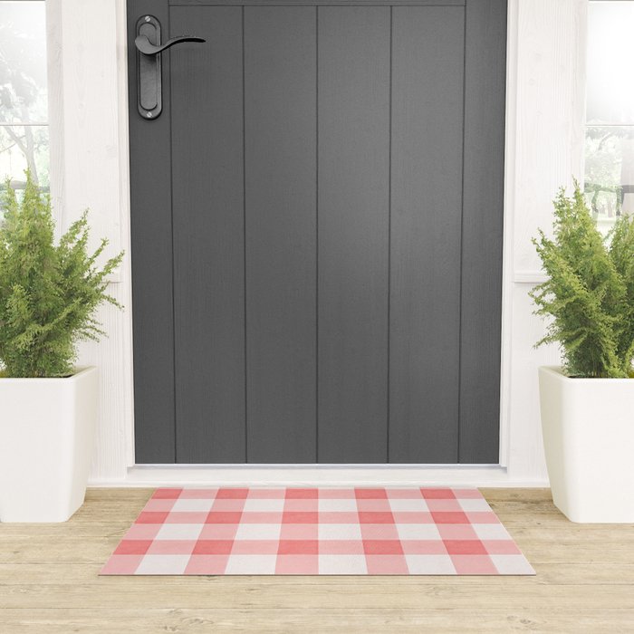 Pink Gingham Welcome Mat Gallery Image 3