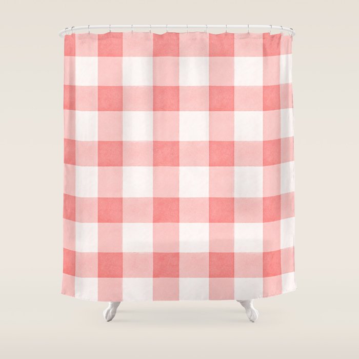 Pink Gingham Shower Curtain Gallery Image 1