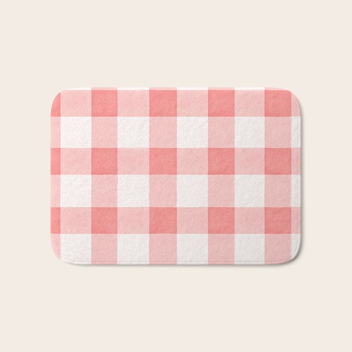 Pink Gingham Bath Mat Gallery Image 1