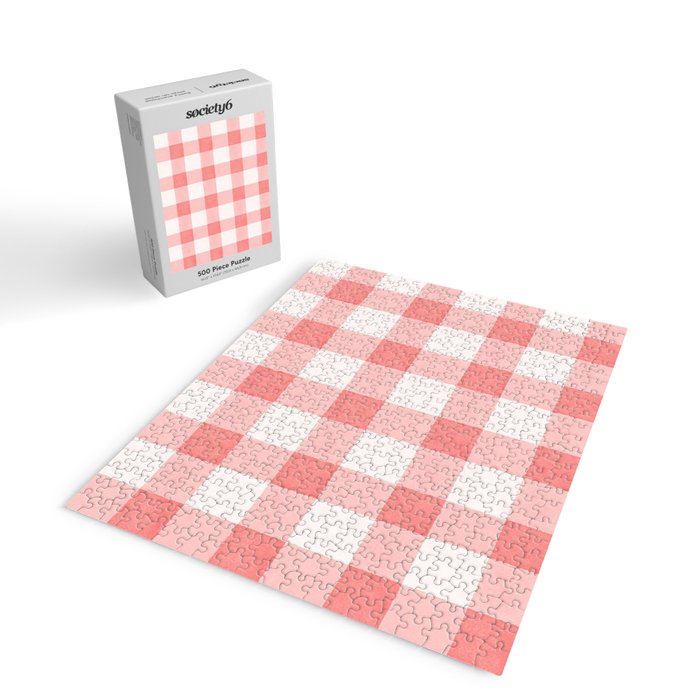 Pink Gingham Jigsaw Puzzle Gallery Image 2