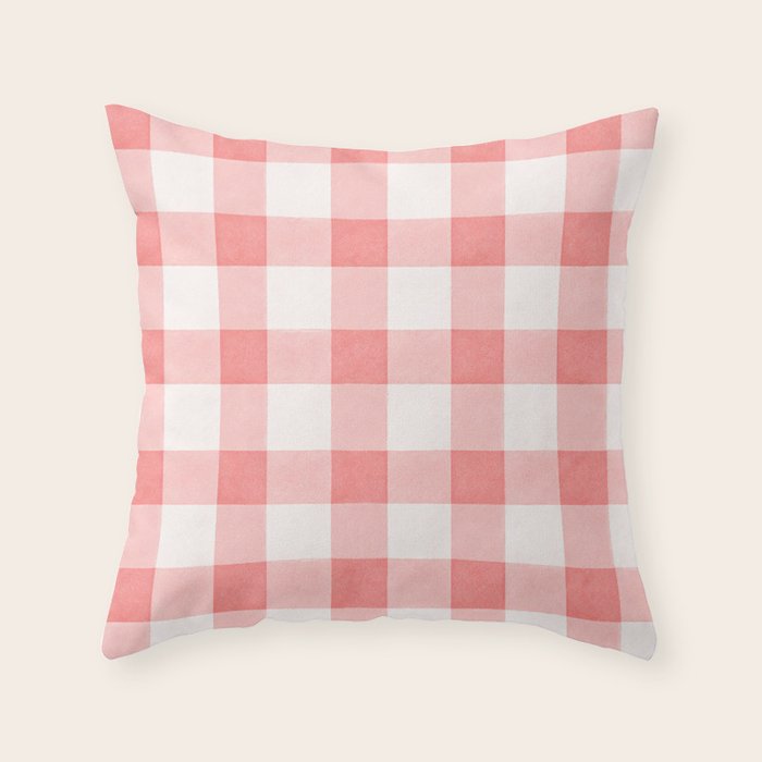 Pink Gingham Throw Pillow Gallery Image 6