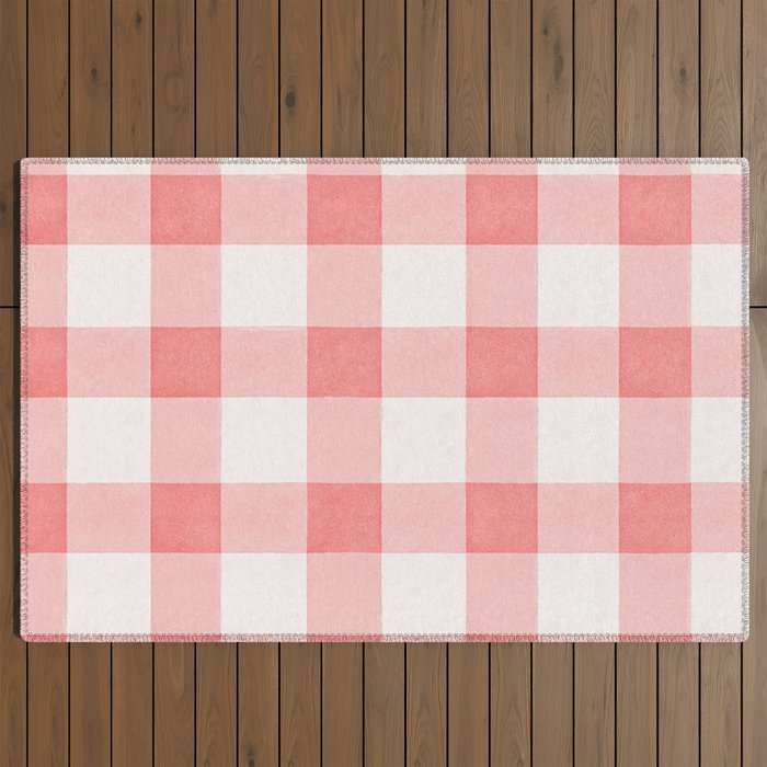 Pink Gingham Outdoor Rug Gallery Image 2