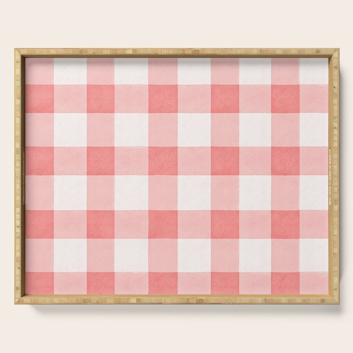 Pink Gingham Serving Tray Gallery Image 1