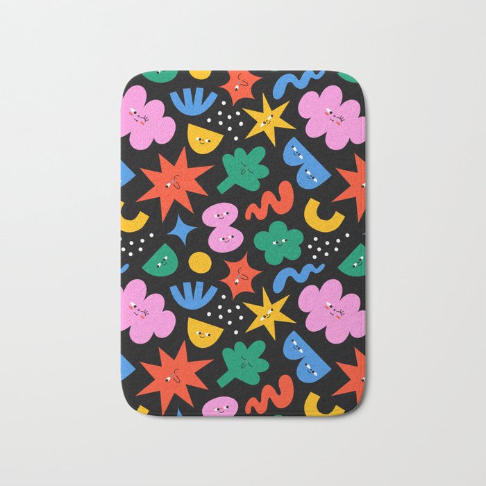 Funny colorful cartoon shape art pattern Bath Mat Gallery Image 1