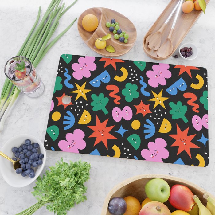 Funny colorful cartoon shape art pattern Cutting Board Gallery Image 2