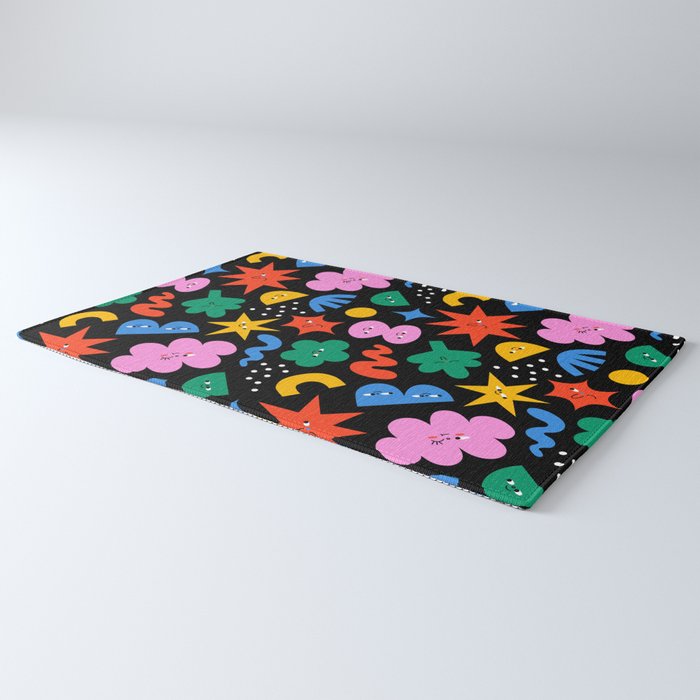 Funny colorful cartoon shape art pattern Rug Gallery Image 3