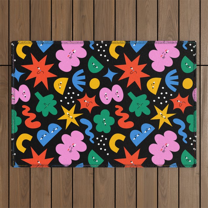 Funny colorful cartoon shape art pattern Outdoor Rug Gallery Image 1