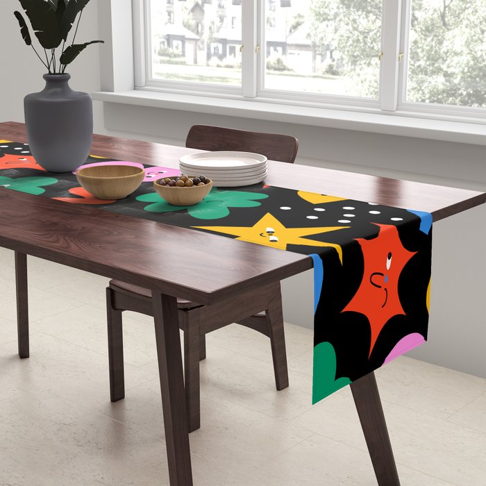Funny colorful cartoon shape art pattern Table Runner Gallery Image 2