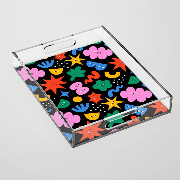 Funny colorful cartoon shape art pattern Acrylic Tray Gallery Image 1