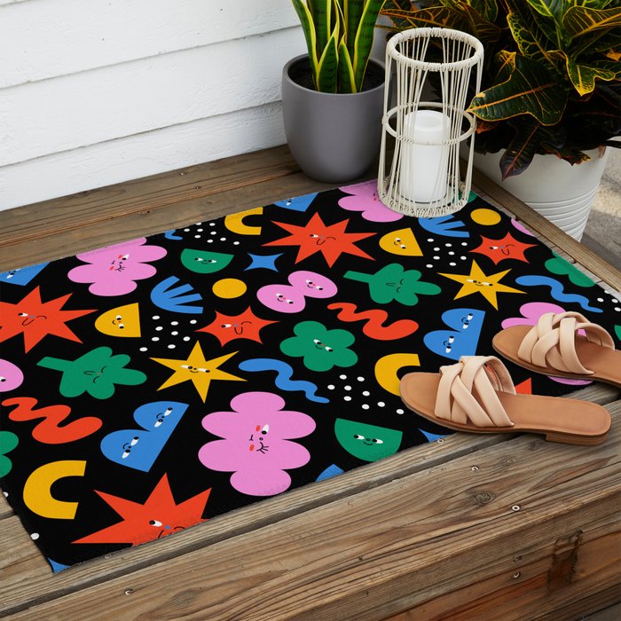 Funny colorful cartoon shape art pattern Outdoor Rug Gallery Image 2