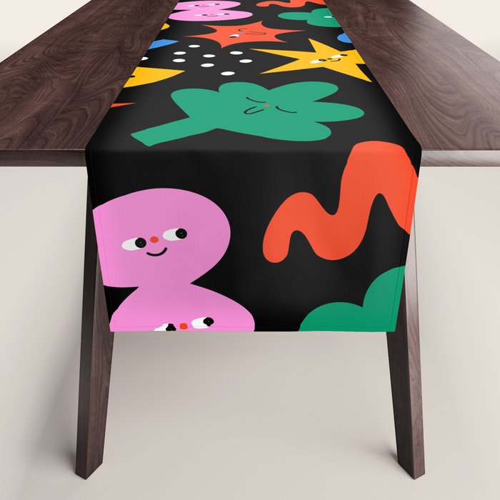 Funny colorful cartoon shape art pattern Table Runner Gallery Image 1