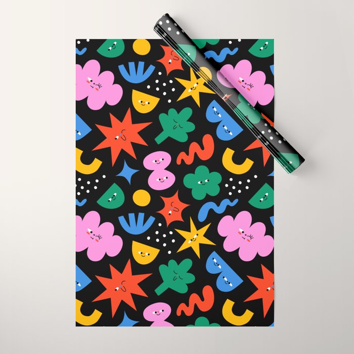 Funny colorful cartoon shape art pattern Wrapping Paper Gallery Image 1