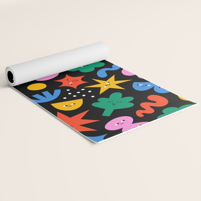 Funny colorful cartoon shape art pattern Yoga Mat Gallery Image 2