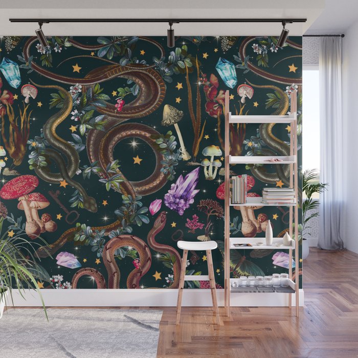 Mysterious Mushroom Forest III - Night Wall Mural Gallery Image 1