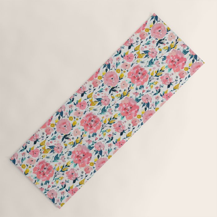 Tropical Coral Floral Yoga Mat Gallery Image 1