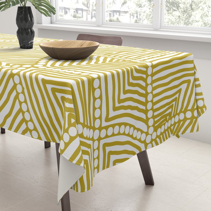 Authentic Aboriginal Art - The Fields (Mustard2) Tablecloth Gallery Image 3