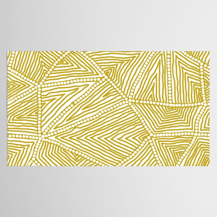 Authentic Aboriginal Art - The Fields (Mustard2) Tablecloth Gallery Image 2