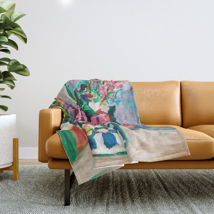 Still Life After Matisse Digital Vector Painting Throw Blanket Gallery Image 1