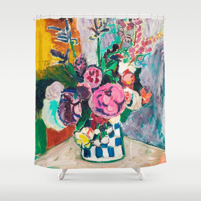 Still Life After Matisse Digital Vector Painting Shower Curtain Gallery Image 1