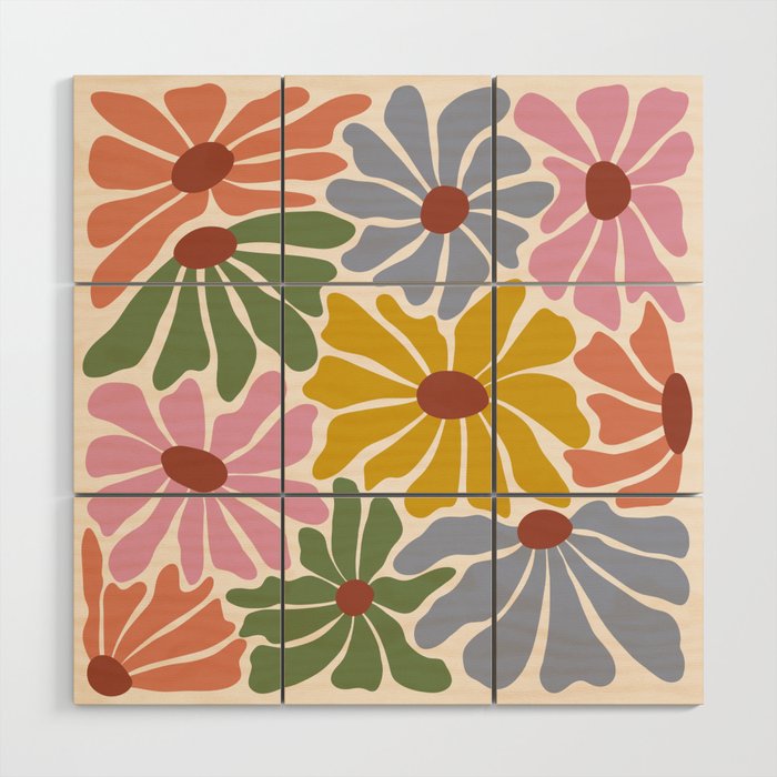 Big Groovy Flower - Vintage Wood Wall Art Gallery Image 1