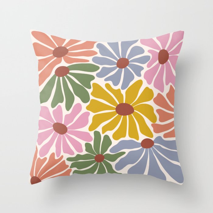 Big Groovy Flower - Vintage Throw Pillow Gallery Image 1