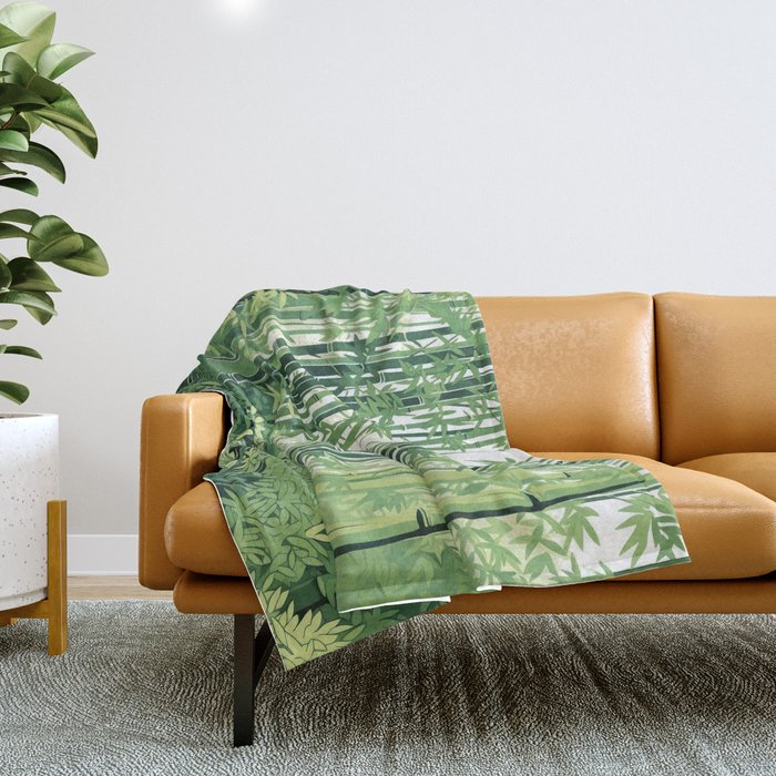 Green Bamboo Forest   Throw Blanket Gallery Image 1