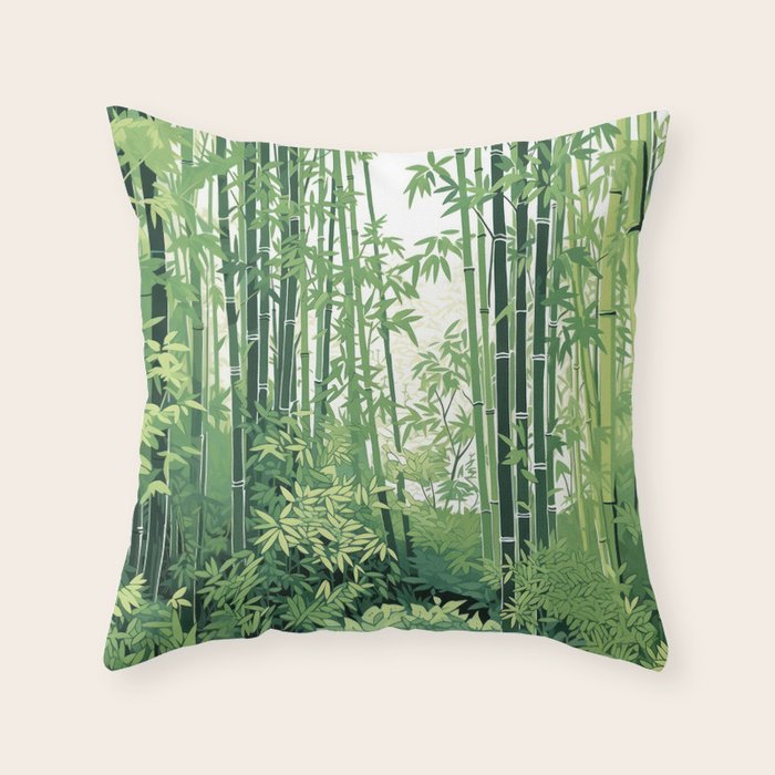 Green Bamboo Forest   Throw Pillow Gallery Image 6
