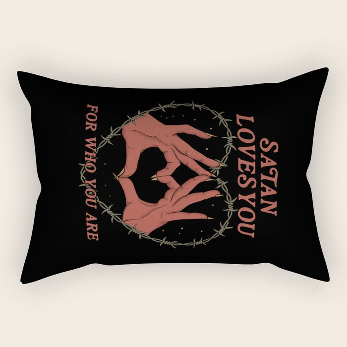 Satan Loves You Rectangular Pillow Gallery Image 1