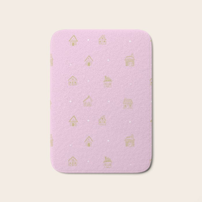 Christmas gingerbread house doodle pattern  Bath Mat Gallery Image 1