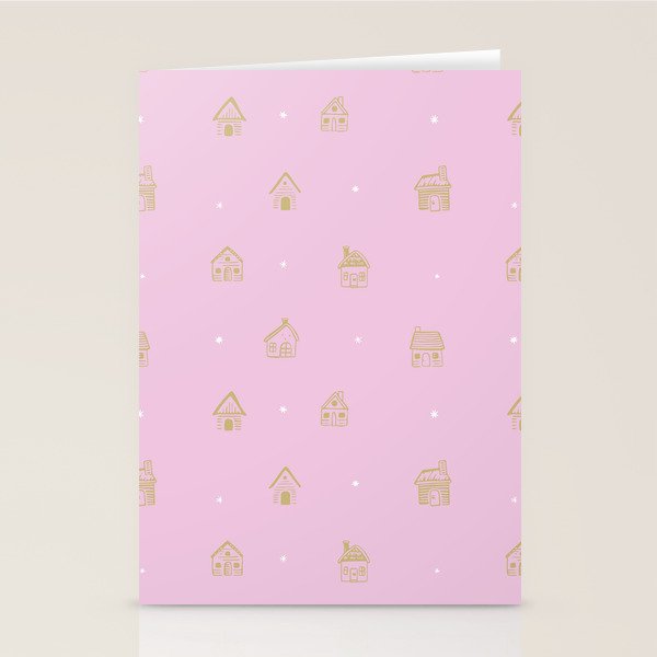 Christmas gingerbread house doodle pattern  Stationery Card Gallery Image 1