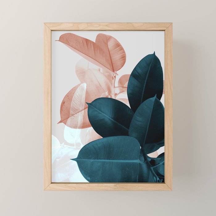 Blush & Blue Leaves Mini Art Print Gallery Image 1