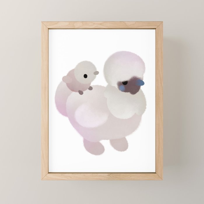 Chicken and Chick - dark Mini Art Print Gallery Image 1