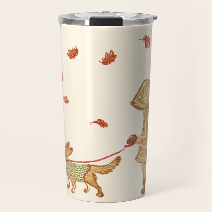Autumn and Puppy Go for a Walk Travel Mug Gallery Image 1
