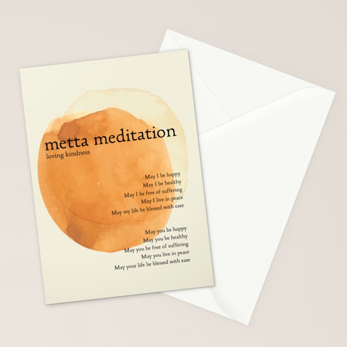 Metta Meditation Orange Loving Kindness Stationery Card Gallery Image 2