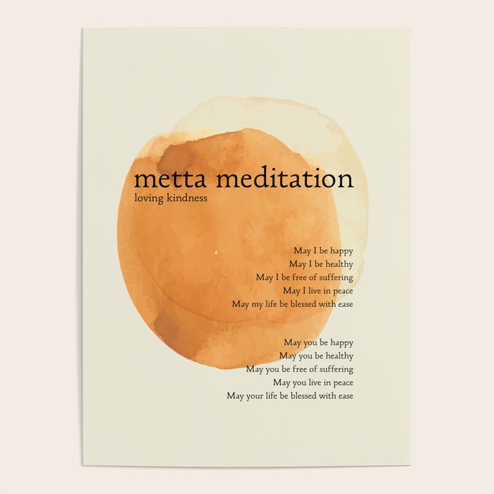Metta Meditation Orange Loving Kindness Poster Gallery Image 1